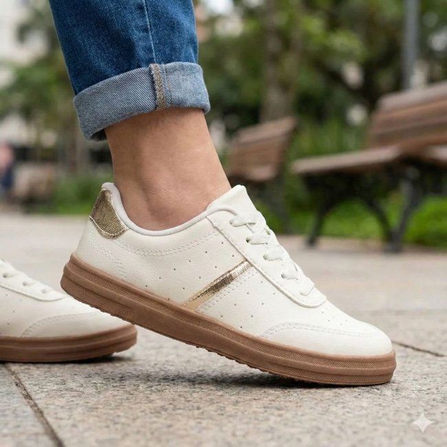 Tênis Feminino Mississipi Napa Off White/Dourado