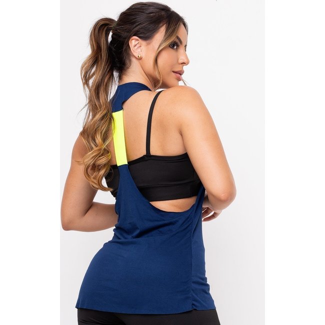 Regata Bravaa Store Blusa Fitness Elástico Academia Cavada Treino 244 Azul