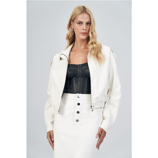 Jaqueta Modern PU Feminina Acostamento