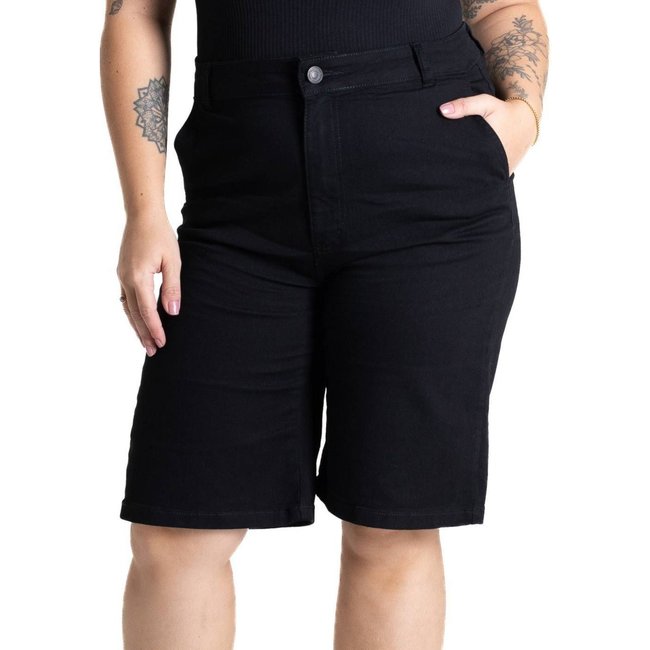 Bermuda Sarja Sawary Plus Size - 280749 - Preto - Sawary
