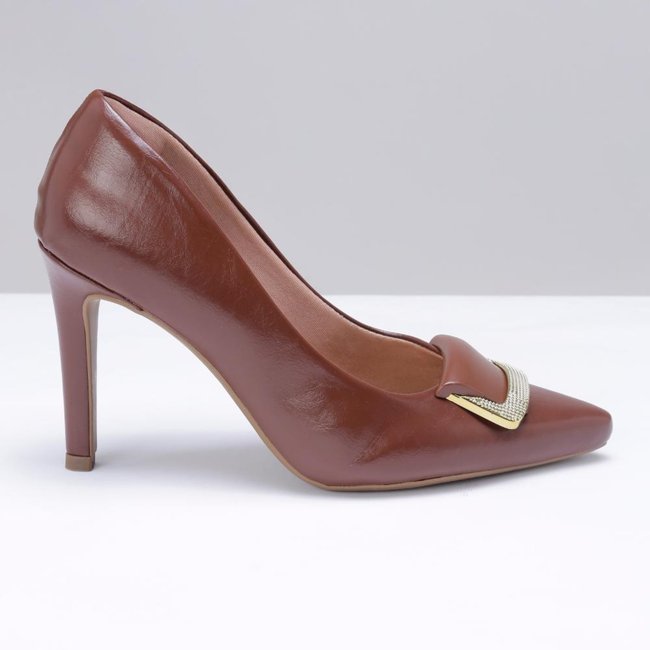 Sapato Feminino Scarpin Elegante Confortável Marrom Claro 34 Marrom