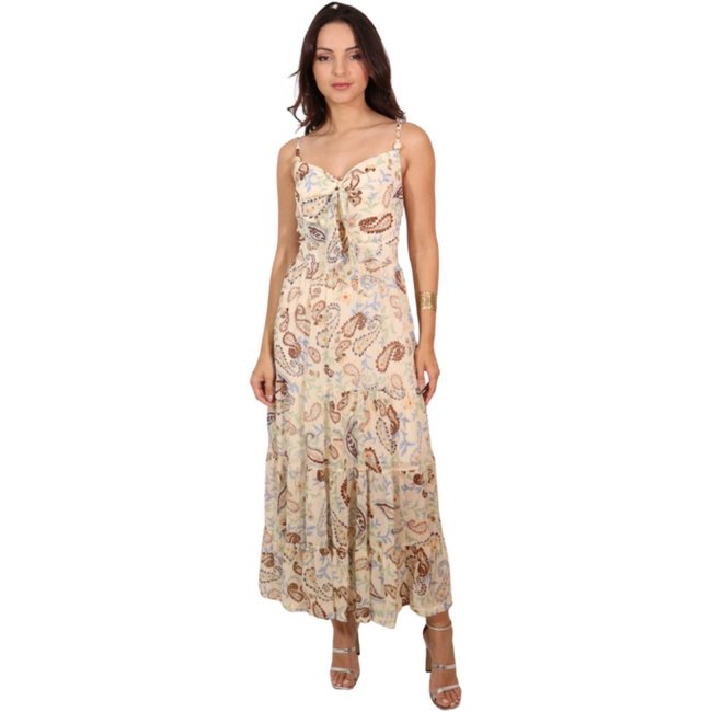 Vestido Midi Estampado Laço - Nude