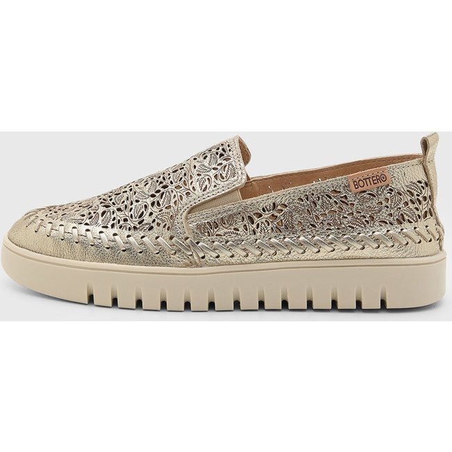 Tênis Feminino Bottero Slip On Recorte Laser Dourado