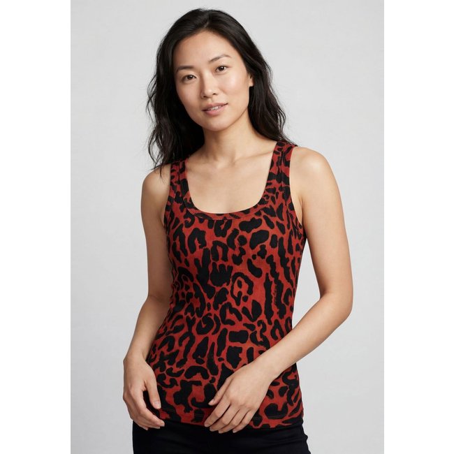 Regata Feminina Lança Perfume Estampa Animal Print Vermelha