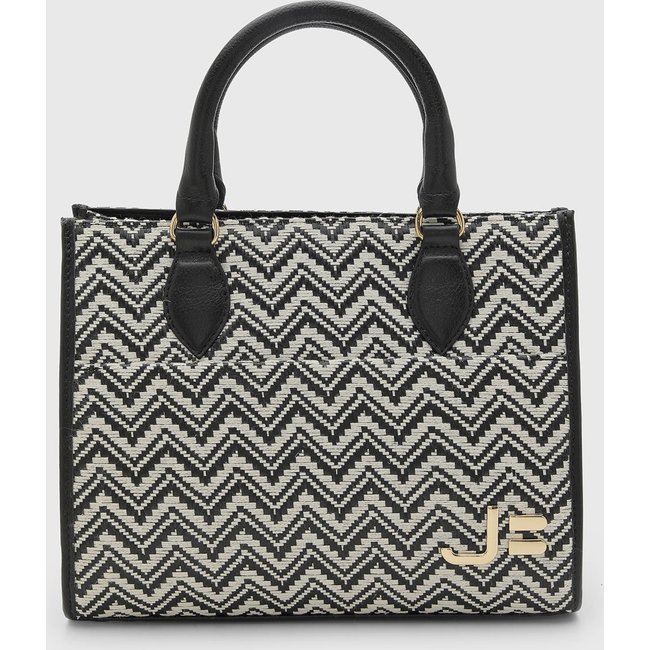 Bolsa Grande Jorge Bischoff Geométrica Preta/Off-White