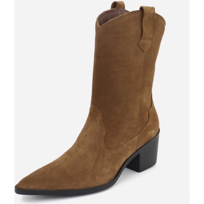 Bota Texana Feminina Country Western Conforto em Couro Maria Paula Camurça Pecan