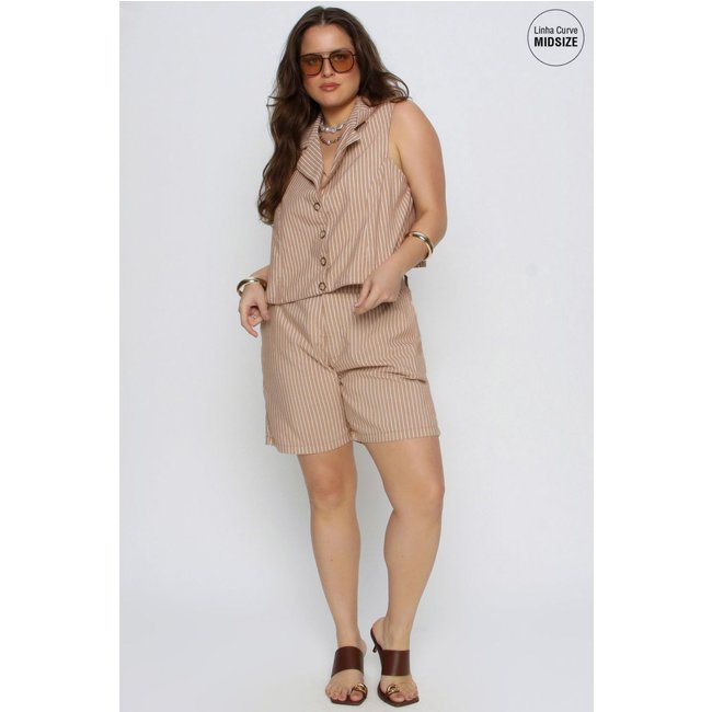 Shorts Listrado Mais Gata OCRE Gatabakana