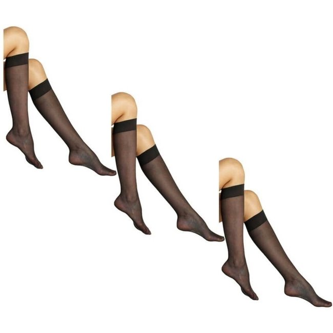 Kit 3 Pares de Meias 3/4 Fio 15 com Elastano Loba 5540-001 Preto