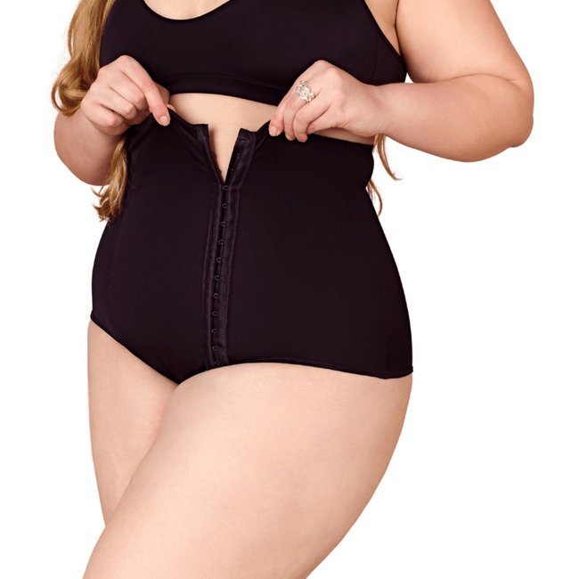 Cinta Alta Pós-parto Plus Size Cirúrgica Modeladora Cintura com Fecho Média Compressão Shanty Lingerie Preto
