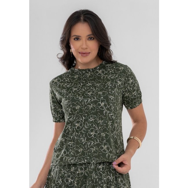 Camiseta Aura Agda Floral Verde