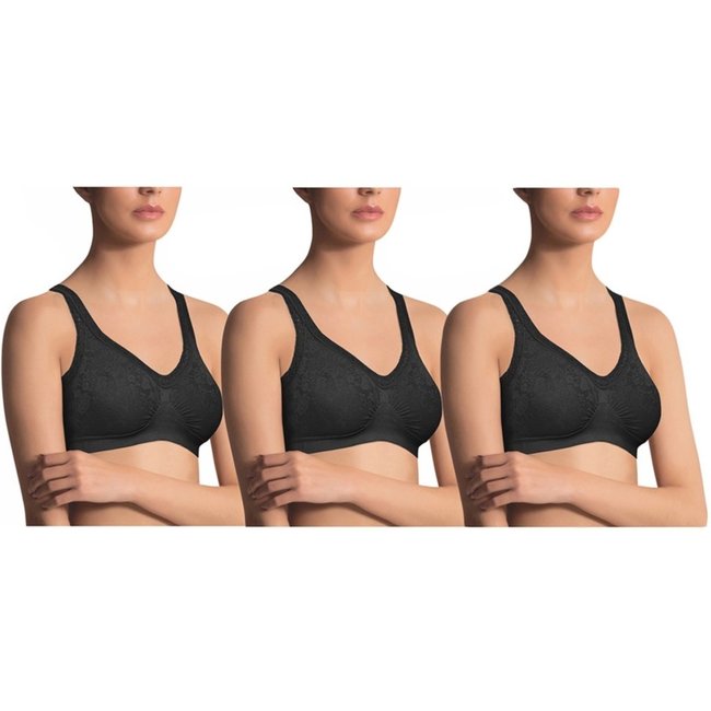 Kit 3 Sutiãs Selene Sem Costura Feminino - Preto