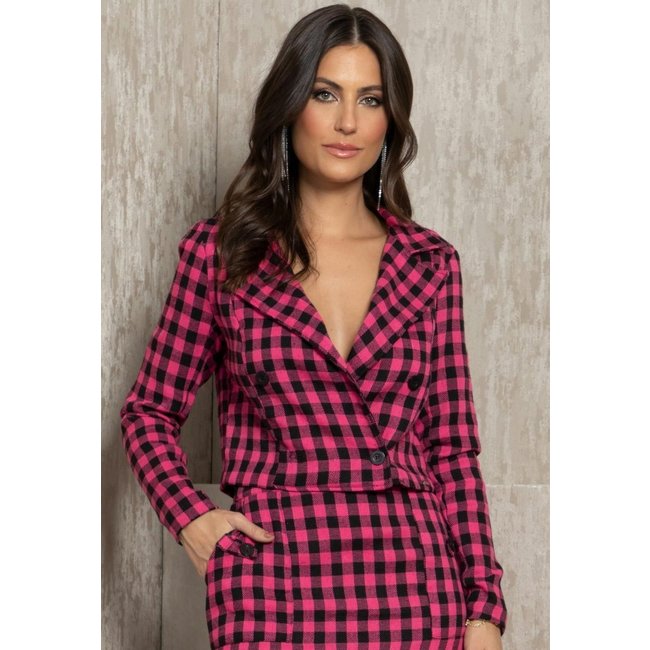 Blazer Com Fechamento Em Botão Rosa Quintess