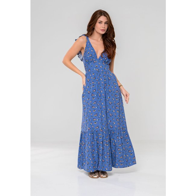 Vestido Aura Alaíde Floral Luzente Azul