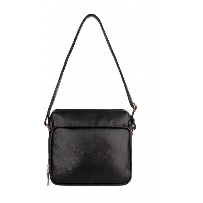 Bolsa Andrea Vinci De Couro Liso Tiracolo Com Divisórias Rita - Preto