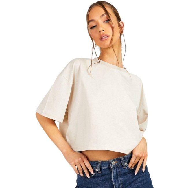 Cropped Oversized Algodão Larguinho Marfim Estiloso