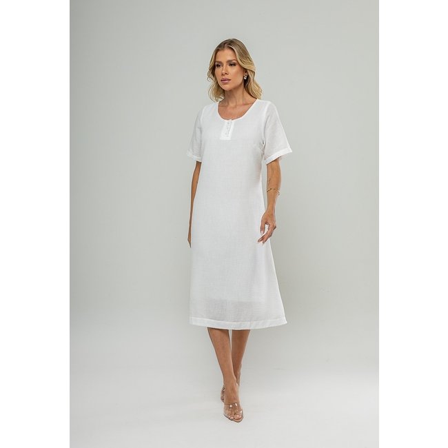 Vestido Midi Botões Frontais Salvatore Branco