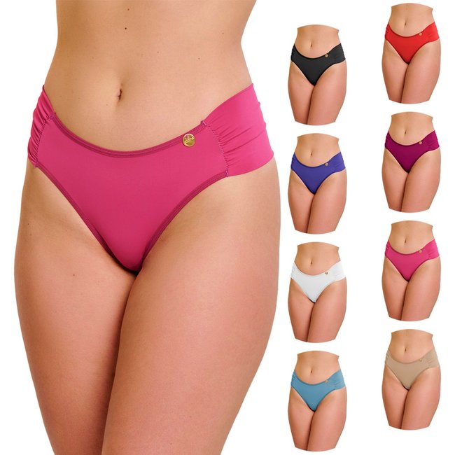 Kit 6 Tangas Gabi Lingerie Feminina Poliamida Fio Duplo Calcinha Franzida Lateral Lingerie Lisa Microfibra