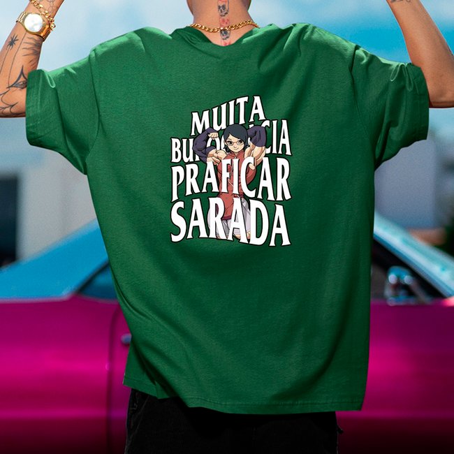 Camiseta Oversized Sarada Academia Verde