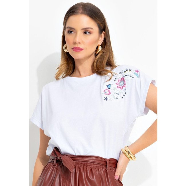 Blusa Em Malha De Algodão Branca Quintess