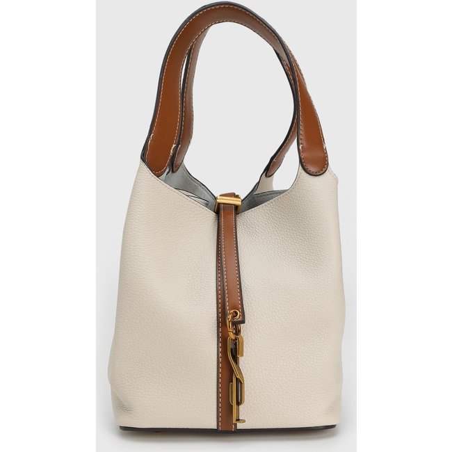Bolsa Feminina Santa Lolla Grande Texturizada Off-White/Marrom