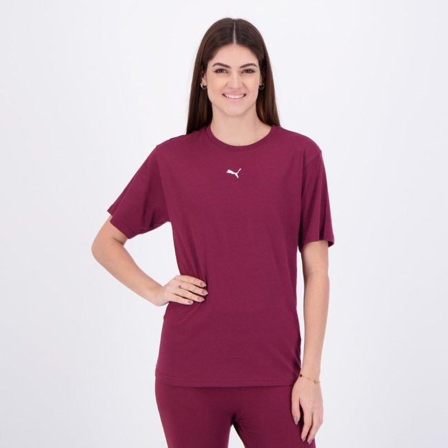 Camiseta Puma ESS Relaxed Feminino Bordô