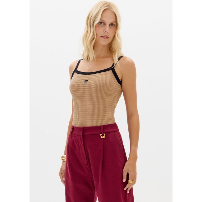 Blusa Feminina Lança Perfume Alças Finas Bege