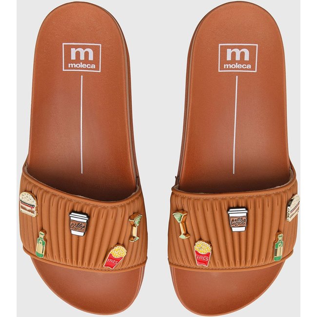 Rasteira Feminina Moleca Apliques Caramelo