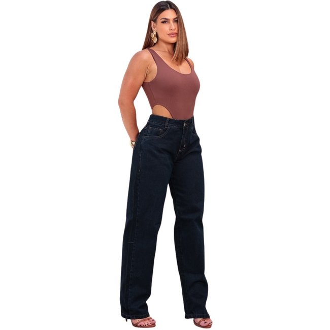 Calça Feminina Tradicional Reta Jeans Azulão