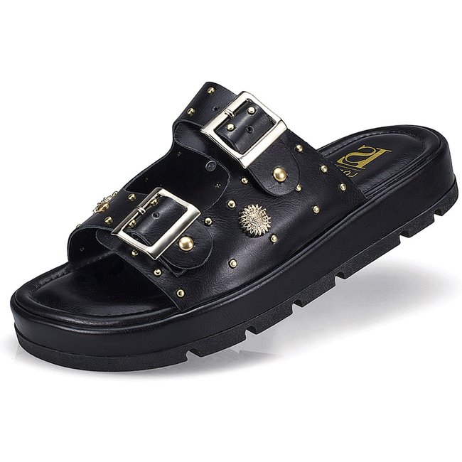 Sandália Rasteira Papete Flatform Spyke Fivela 052-040 Preto