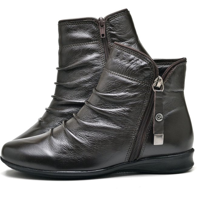 Bota Feminina Cano Curto Rasteira Café de Couro