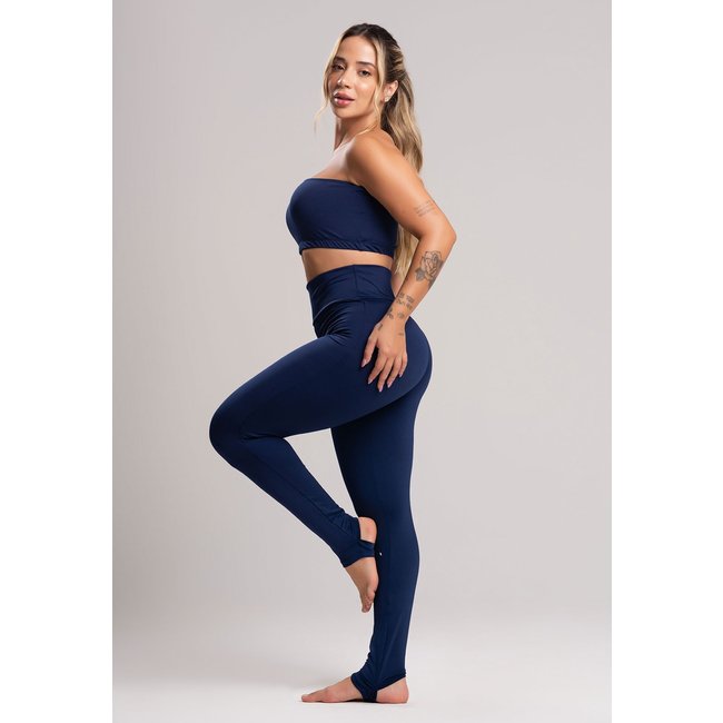 Calça Legging MVB Modas Pezinho Cintura Alta Suplex Azul Marinho