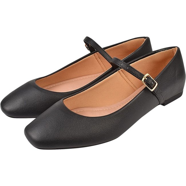 Sapatilha Feminina Boneca Bailarina Donatella Shoes Bico Quadrado Clássica Preto