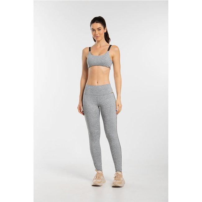 Calça Legging Fitness Feminina com Cós Alto Avulsa Cor Cinza Mescla