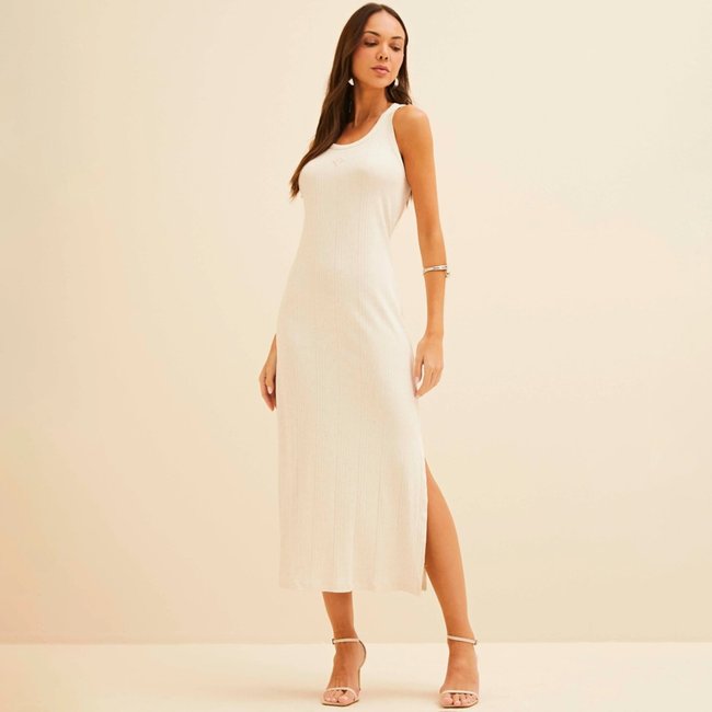 Vestido Mid Forum Basic Ve26 Off White Feminino