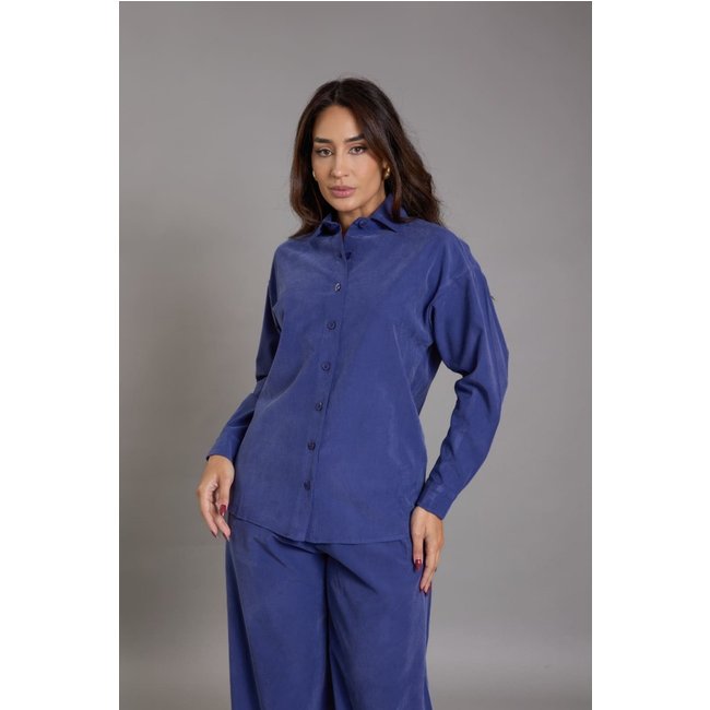 Camisa Manga Longa Feminina Em Viscose Lemier Collection Azul
