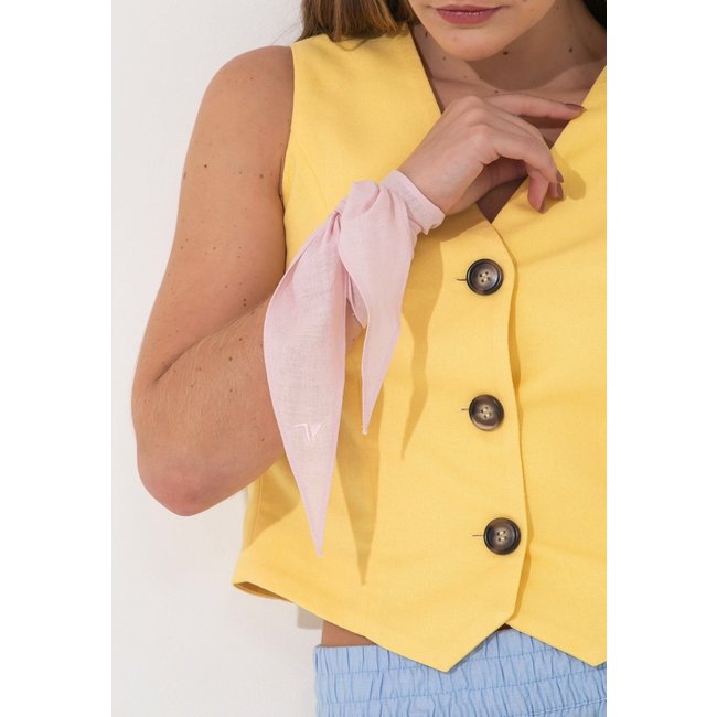 Colete Alfaiataria Traymon Linho Amarelo