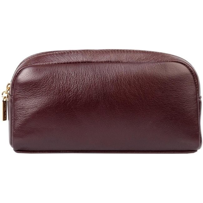 Necessaire de couro liso Adriana 12x23x6cm - Marsala