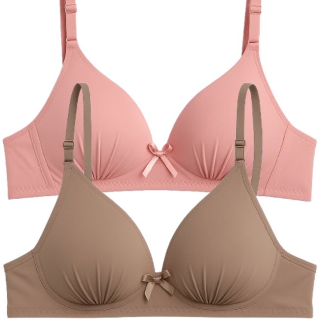 Kit 2 Sutiã Com Soft Bojo Reflexo Íntimo Básico Alça Ajustável Uso Dia a Dia Bege e Rosa