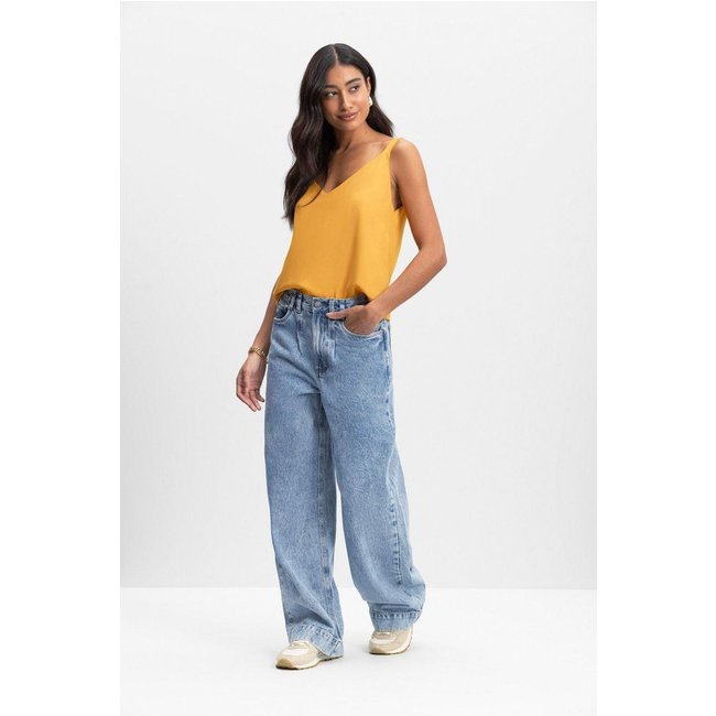 Calça jeans wide leg feminina Essendi Azul