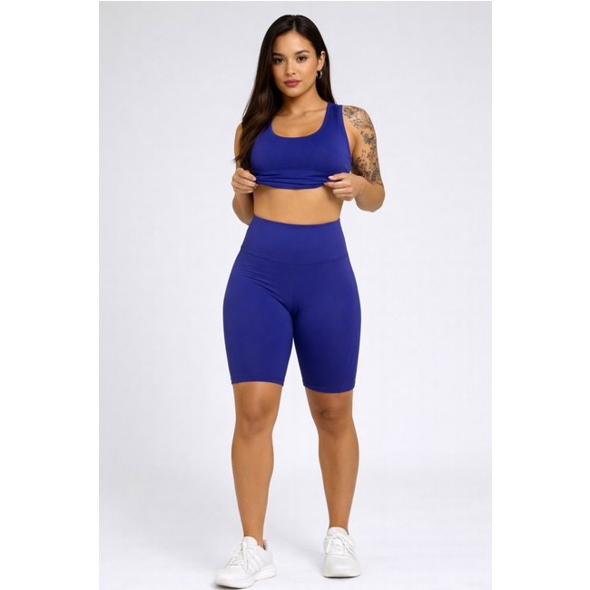 Bermuda D Bell Outlet Fashion Cós Alto Esportiva Fitness Premium Azul