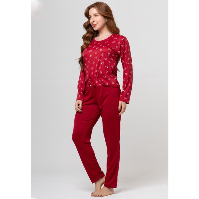 Pijama Longo Suede Flanelado Amamentação Pós Cirúrgico Botão Mood Modas 016 Vinho