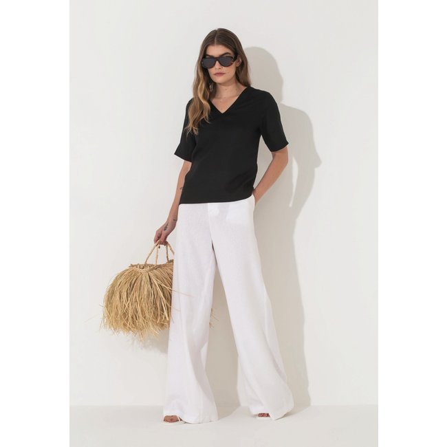 Calça Linho Traymon Cintura Alta Branco