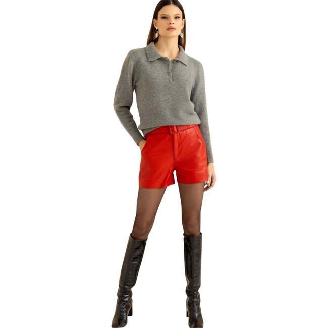 Bermuda de Couro JVL Pelica Vermelho