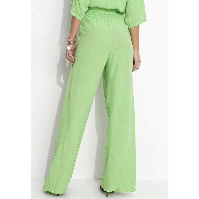 Calça Em Viscose Plana Verde Quintess