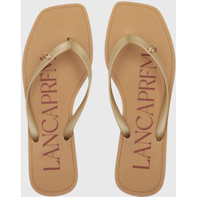 Chinelo Dedo Feminino Lança Perfume Metalizado Bege