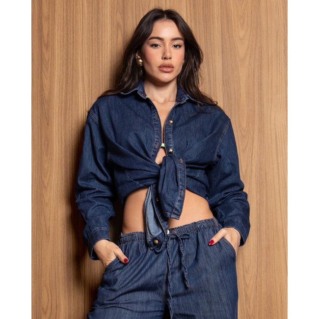 Camisa Jeans Fem Oversize 24790 Escura Consciência