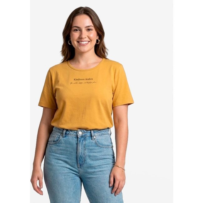 Blusa Feminina Manga Curta Infinita Cor Amarelo