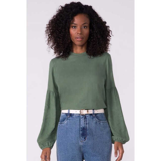 Blusa Feminina Manga Longa Bufante Marialícia Verde