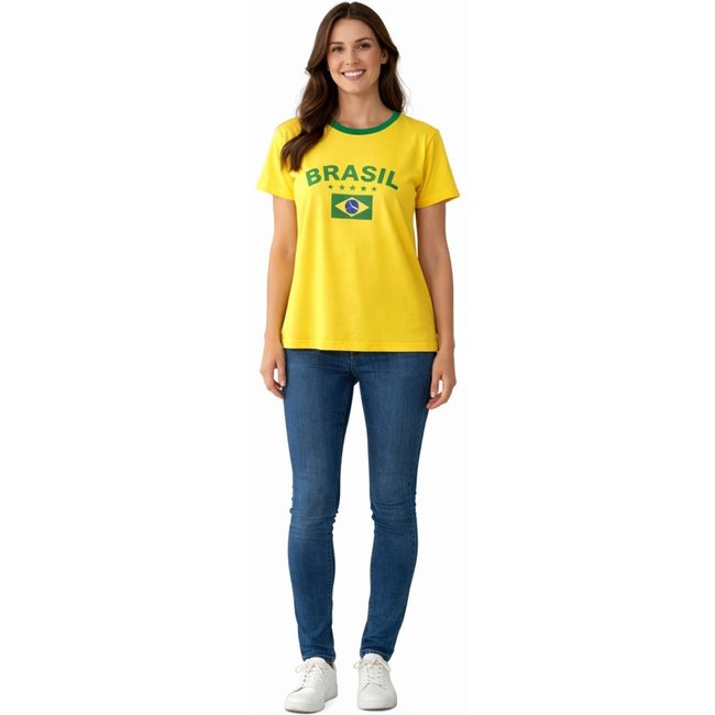 Camiseta D Bell Outlet Fashion Estampa Brasil Amarela