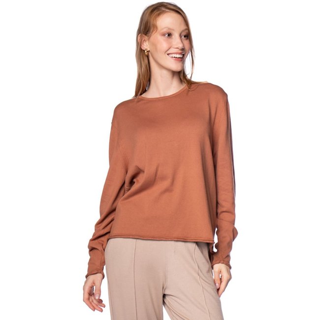 Blusa Feminina Biamar Mullet Algodão Marrom
